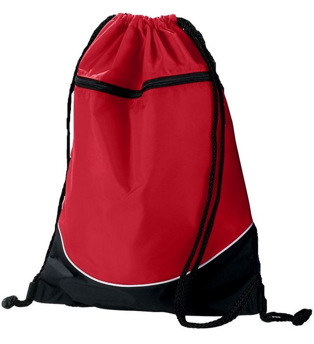 Augusta Sportswear 18 inch Tri-Color Drawstring Backpack Cinch Bag 1915 Red/Black/White