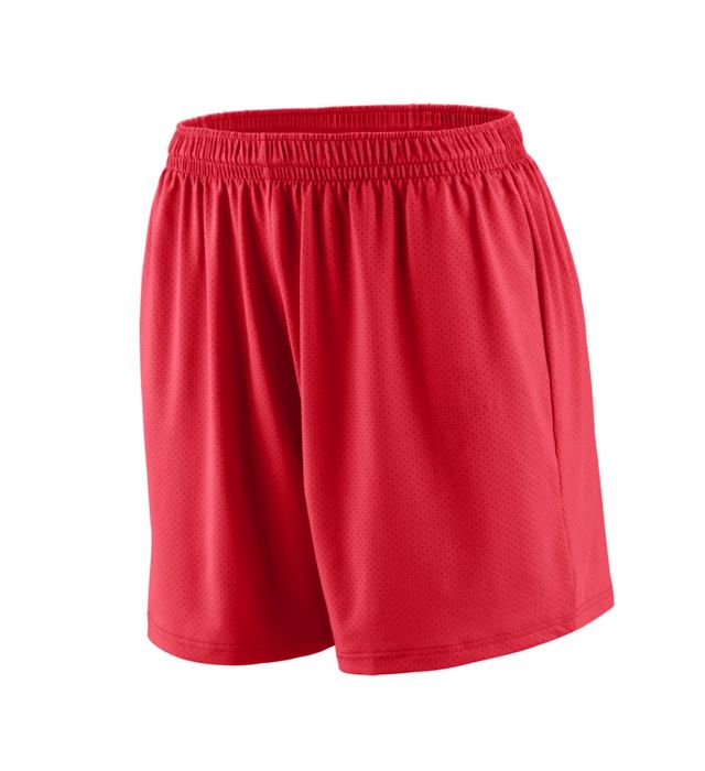 Augusta Sportswear 5-inch Inseam Pinhole Mesh Elastic Waistband Ladies Short 1292-red