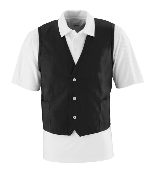 Augusta Sportswear Button-Up Uniform Vest with Side Seam Patch Pockets 2145 Black