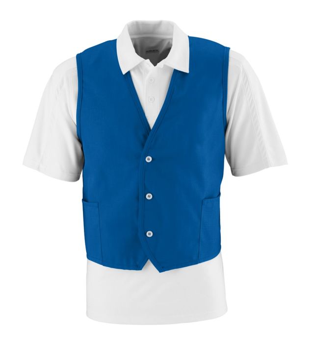 Augusta Sportswear Button-Up Uniform Vest with Side Seam Patch Pockets 2145 Royal