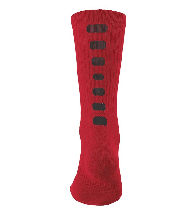 Augusta Sportswear Calf Length Color Block Crew Socks 6091 Red/Black