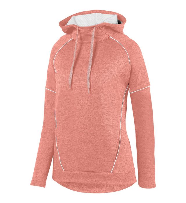 Augusta Sportswear Front Pouch Pocket Ladies Zoe Tonal Heather Hoodie Polyester 5556 Coral/White
