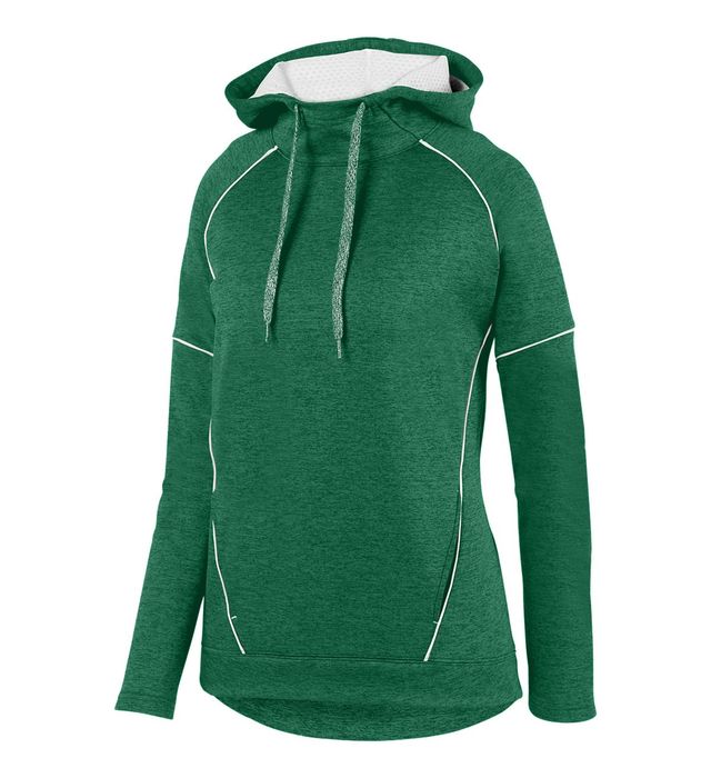 augusta-sportswear-front-pouch-pocket-ladies-zoe-tonal-heather-hoodie-dark green-white