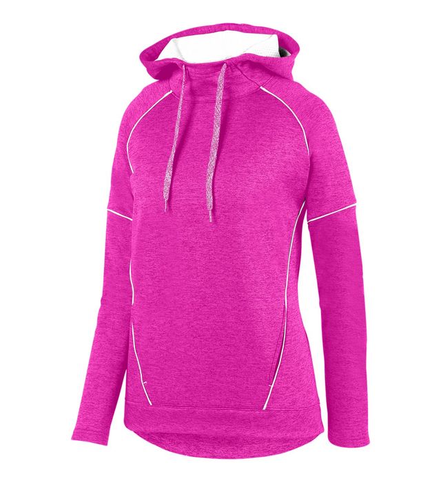 augusta-sportswear-front-pouch-pocket-ladies-zoe-tonal-heather-hoodie-power pink-white