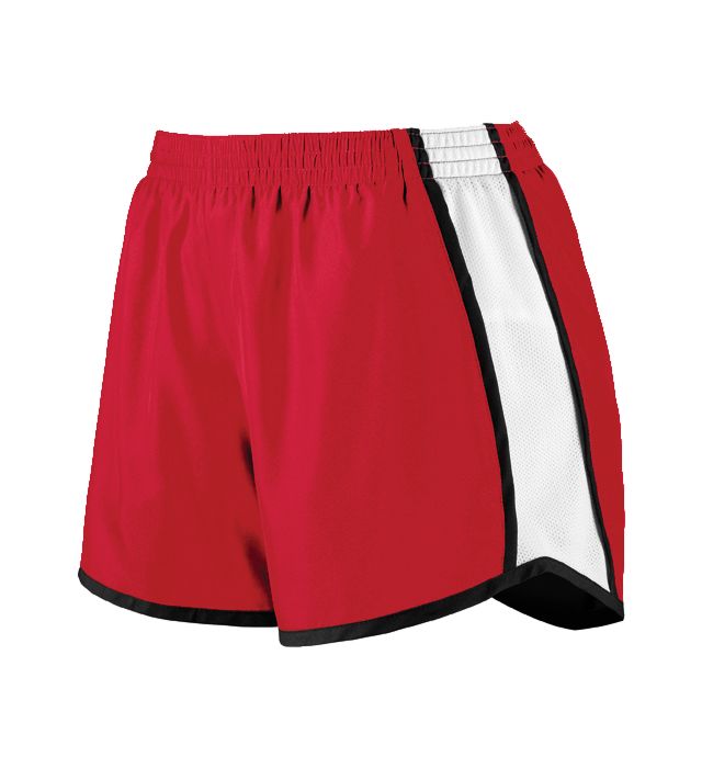 Augusta Sportswear Inside Key Pocket Liner Wicks Moisture Ladies Pulse Short  -Red-White-Black