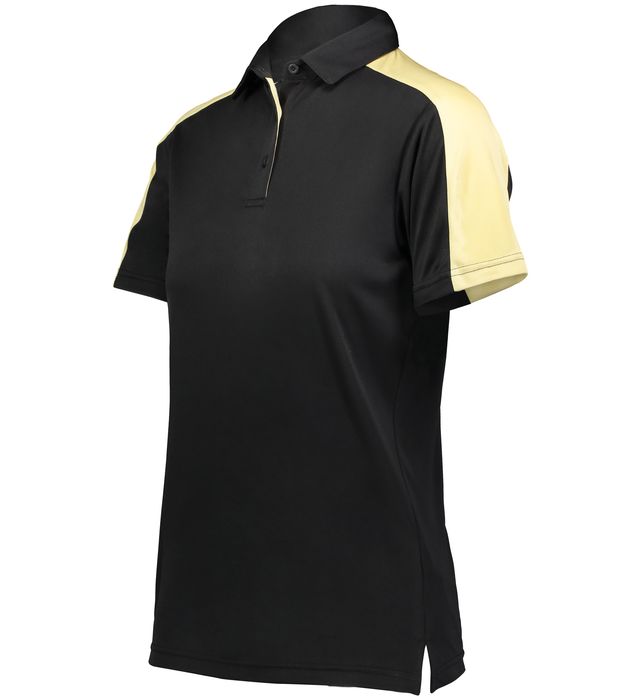 augusta-sportswear-ladies-bi-color-vital-polo-black-vegas gold