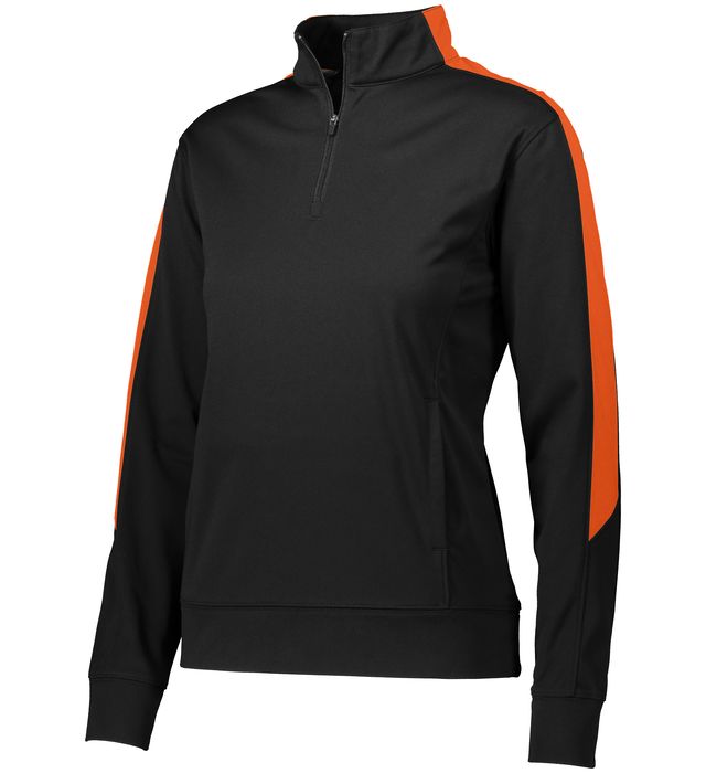 augusta-sportswear-ladies-medalist-2-0-quarter-zip-pullover-black-orange