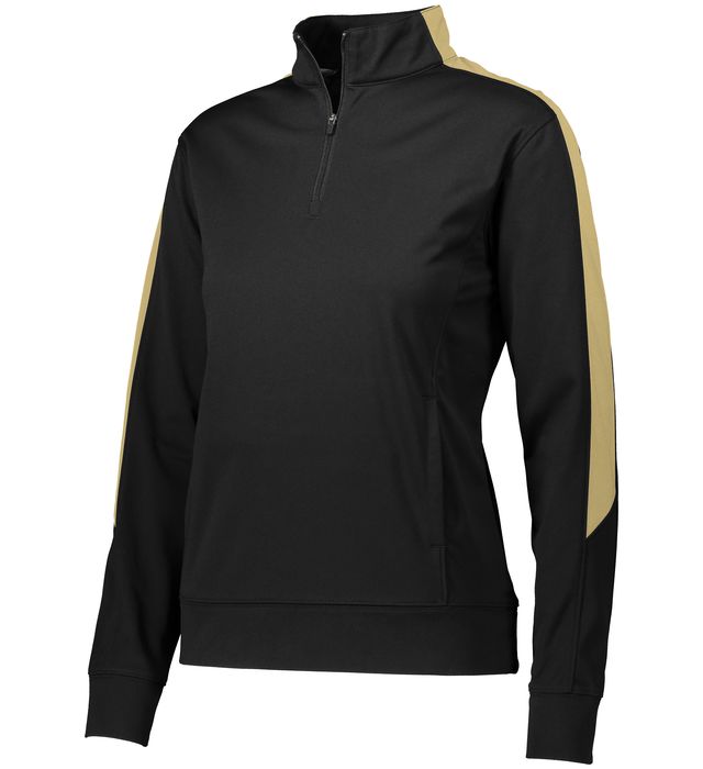 augusta-sportswear-ladies-medalist-2-0-quarter-zip-pullover-black-vegas gold