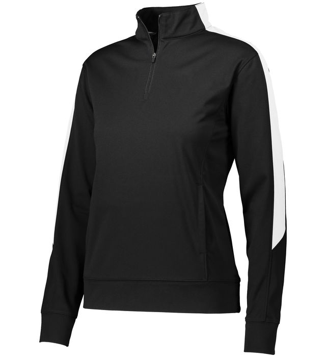 augusta-sportswear-ladies-medalist-2-0-quarter-zip-pullover-black-white