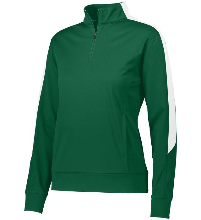 augusta-sportswear-ladies-medalist-2-0-quarter-zip-pullover-dark green-white