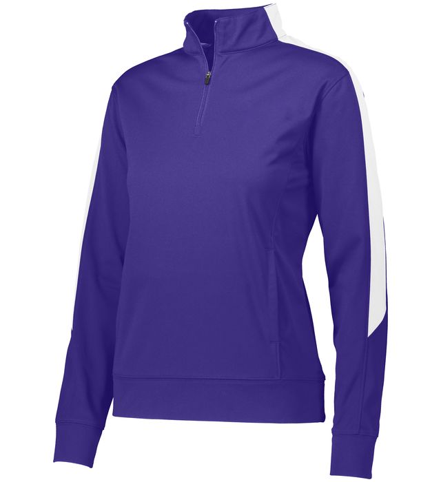 augusta-sportswear-ladies-medalist-2-0-quarter-zip-pullover-purple-white