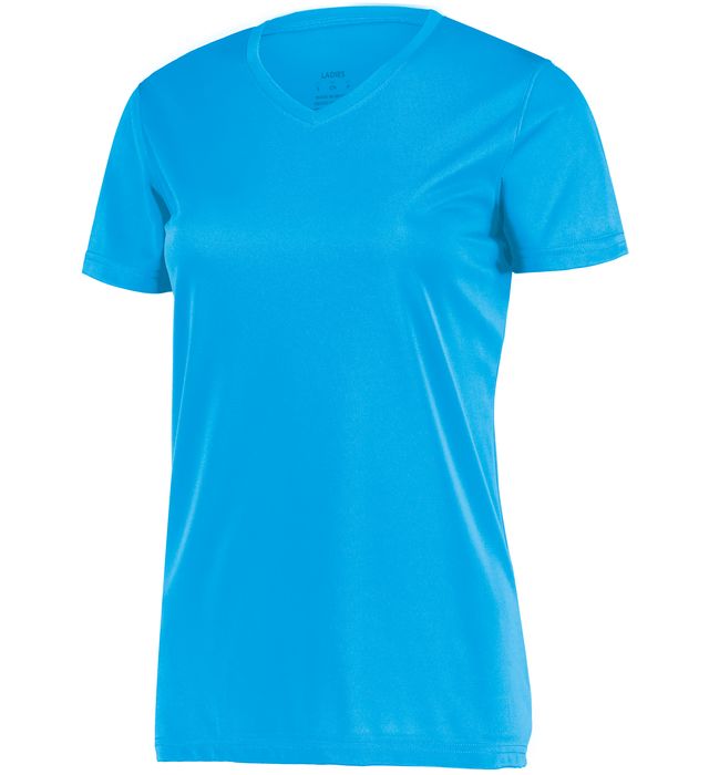 Augusta Sportswear Ladies NexGen Wicking Long Sleeve V-Neck Tee Shirt 1788 Power Blue