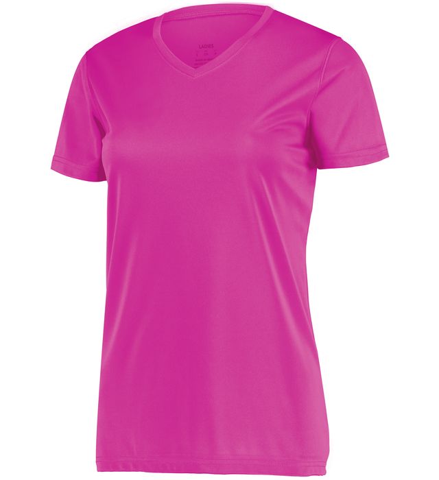 Augusta Sportswear Ladies NexGen Wicking Long Sleeve V-Neck Tee Shirt 1788 Power Pink
