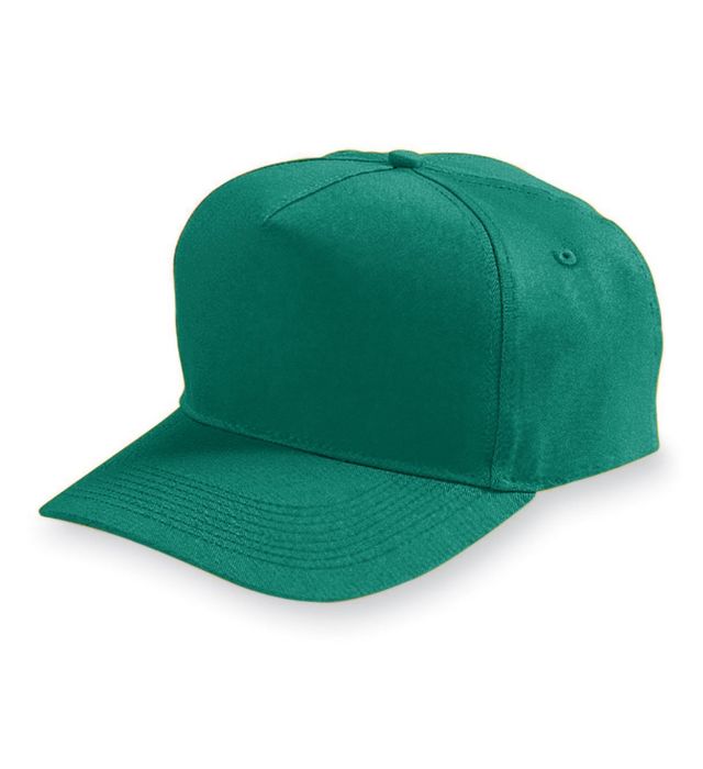 augusta-sportswear-one-size-five-panel-cotton-twill-cap-dark green