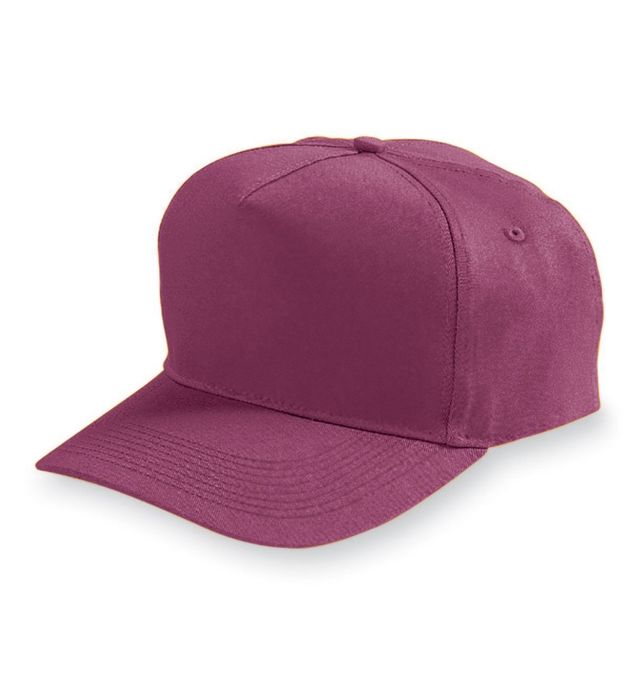 augusta-sportswear-one-size-five-panel-cotton-twill-cap-maroon