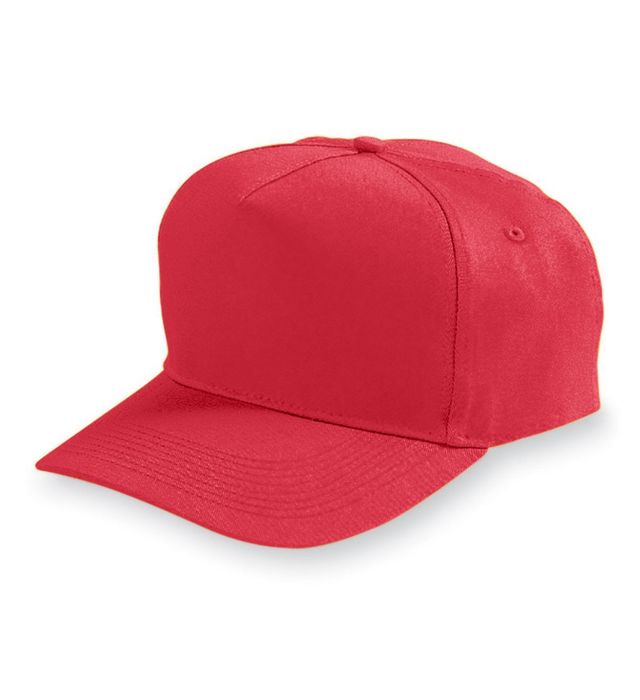 augusta-sportswear-one-size-youth-five-panel-cotton-twill-cap-red
