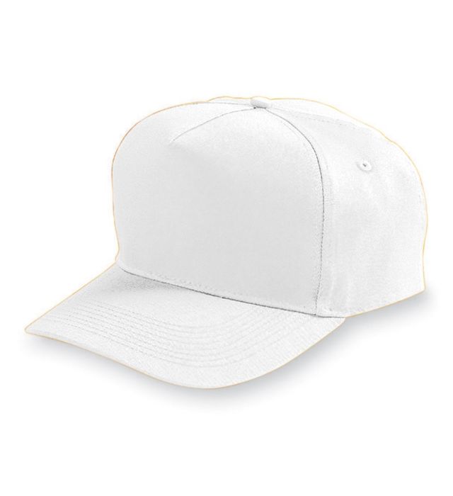 augusta-sportswear-one-size-youth-five-panel-cotton-twill-cap-white