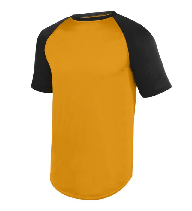 Augusta Sportswear Raglan Sleeves Wicks Moisture Short Sleeve Baseball Jersey 1508-gold-black