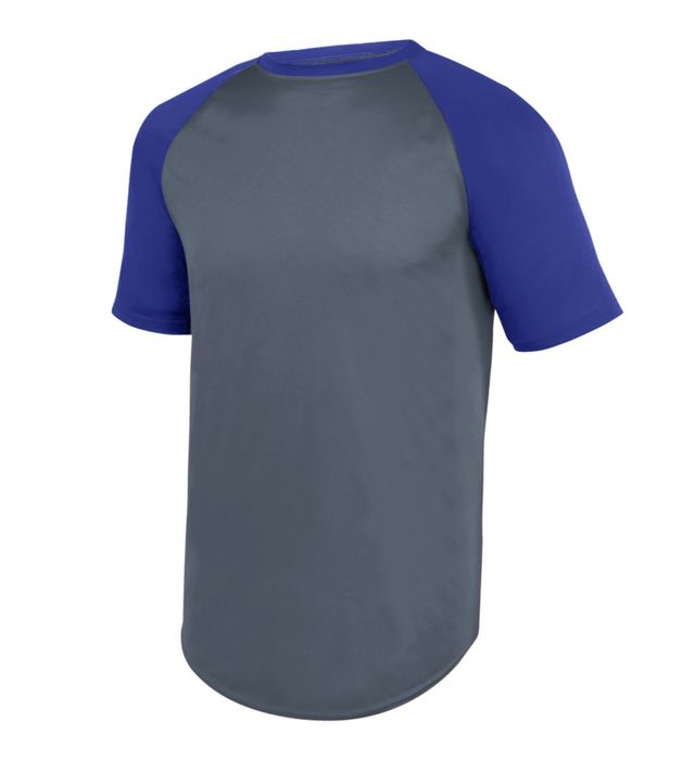 Augusta Sportswear Raglan Sleeves Wicks Moisture Short Sleeve Baseball Jersey 1508-graphite-purple