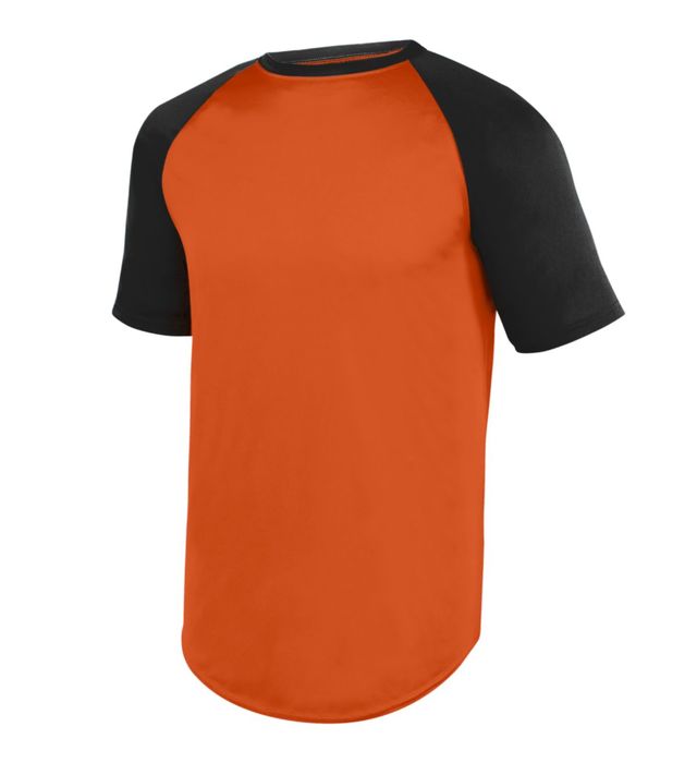Augusta Sportswear Raglan Sleeves Wicks Moisture Short Sleeve Baseball Jersey 1508-orange-black