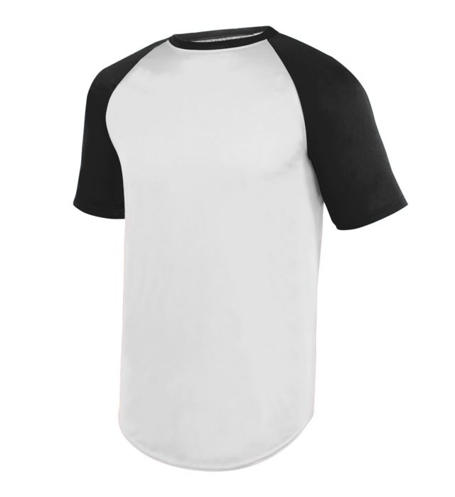 Augusta Sportswear Raglan Sleeves Wicks Moisture Short Sleeve Baseball Jersey 1508-white-black