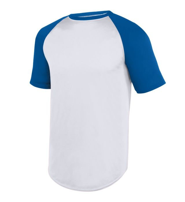 Augusta Sportswear Raglan Sleeves Wicks Moisture Short Sleeve Baseball Jersey 1508-white-royal