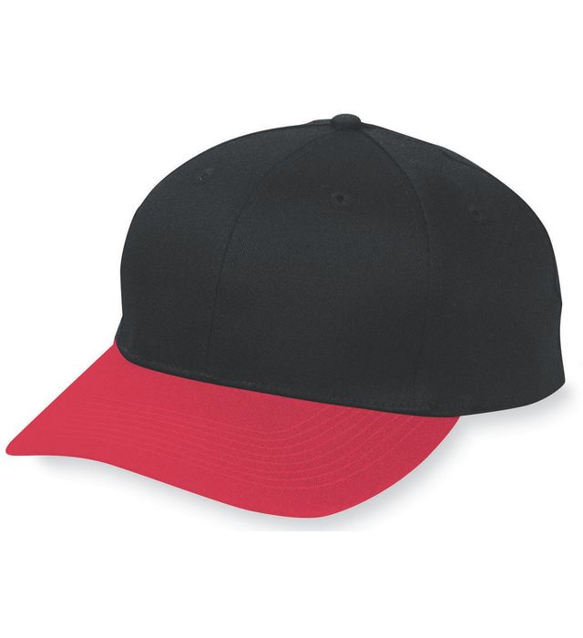 augusta-sportswear-youth-six-panel-cotton-twill-low-profile-cap-black-red