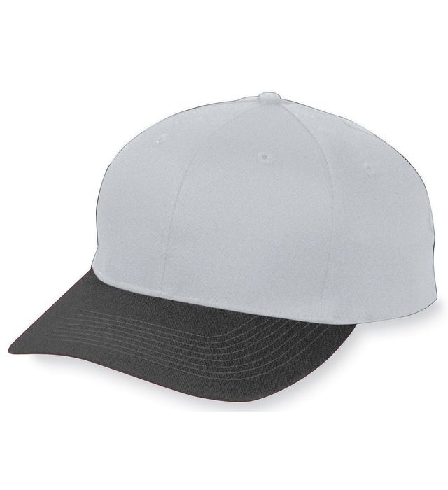 augusta-sportswear-youth-six-panel-cotton-twill-low-profile-cap-silver grey-black
