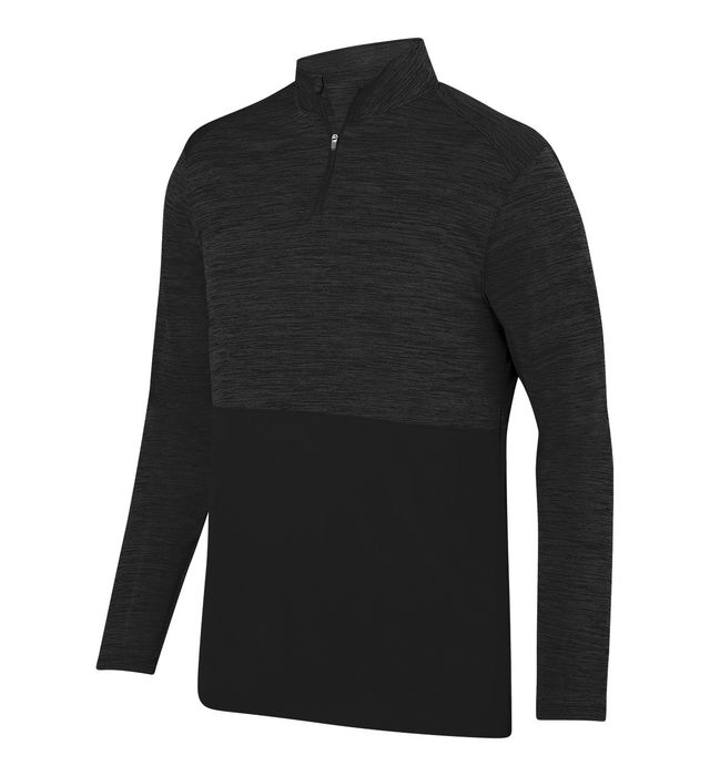 Augusta Sportwear Adult Polyester Heathered Moisture Wicking Quarter Zip Pullover 2908 Black