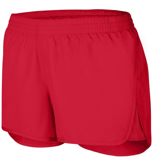 Augusta Sportwear Girls Polyester Mesh Low Rise Running Shorts 2431 Red