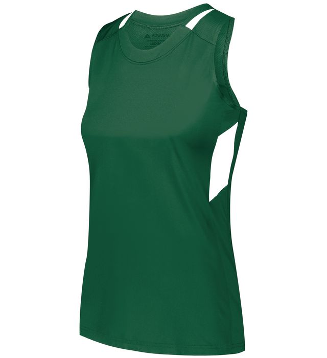 Augusta Sportwear Girls Polyester Spandex Knit Moisture Wicking Jersey Racerback Tank Top 2437 Dark Green/White