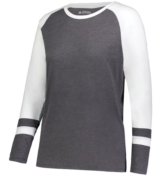Augusta Sportwear Ladies Polyester Cotton Rayon Tri-blend Fans Club Long Sleeve Carbon Heather White
