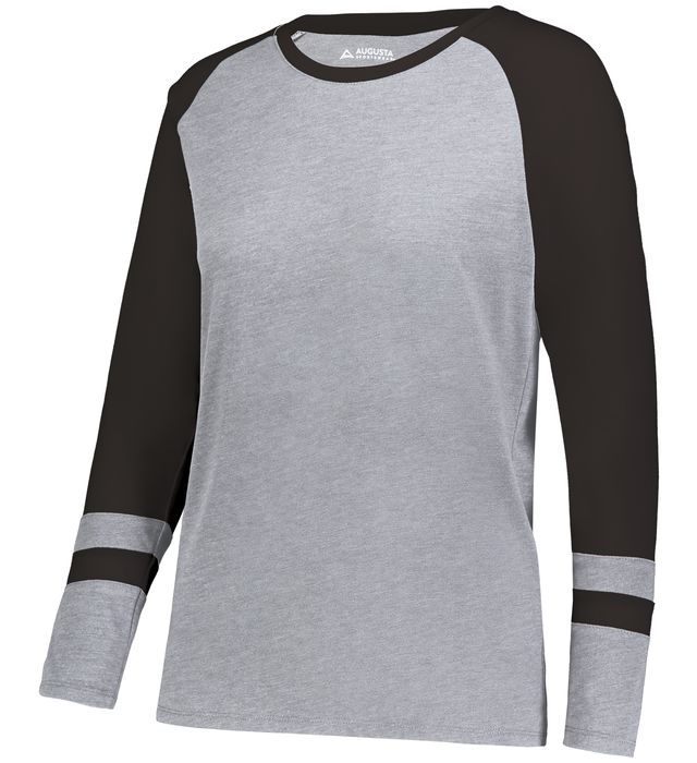 Augusta Sportwear Ladies Polyester Cotton Rayon Tri-blend Fans Club Long Sleeve Grey Heather Black