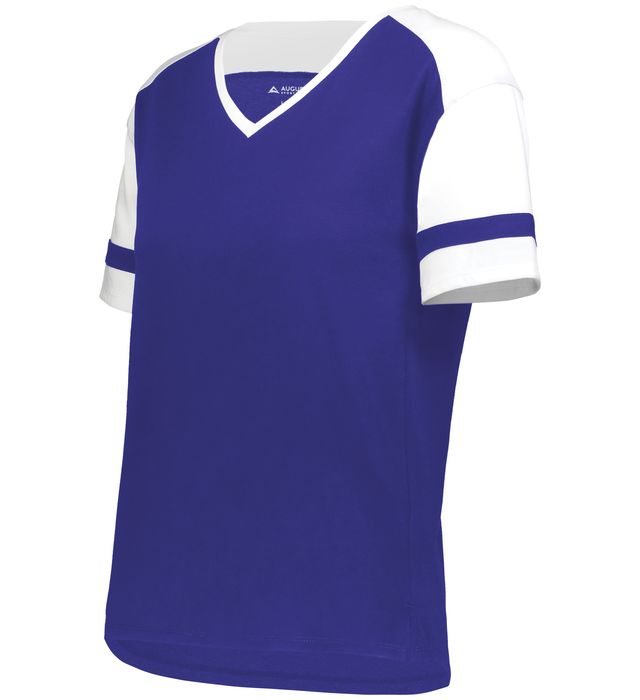 Augusta Sportwear Ladies Polyester Cotton Rayon Tri-blend Fans Club V-Neck Tee Purple White