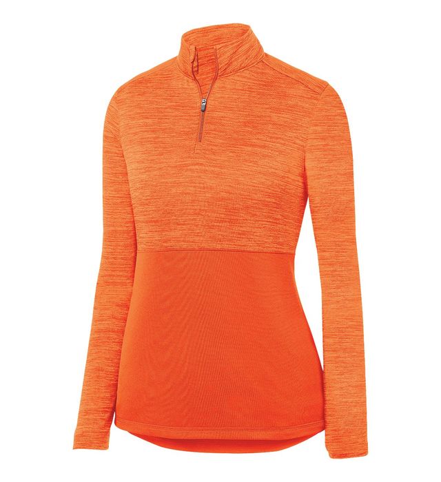 Augusta Sportwear Ladies Polyester Heathered Moisture Wicking Quarter Zip Pullover Orange