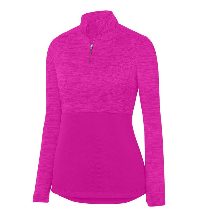 Augusta Sportwear Ladies Polyester Heathered Moisture Wicking Quarter Zip Pullover Power Pink