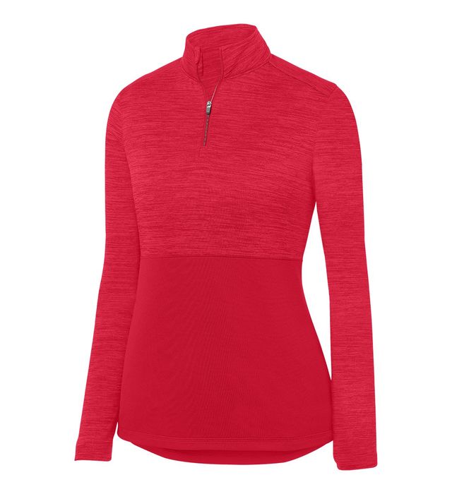 Augusta Sportwear Ladies Polyester Heathered Moisture Wicking Quarter Zip Pullover Red