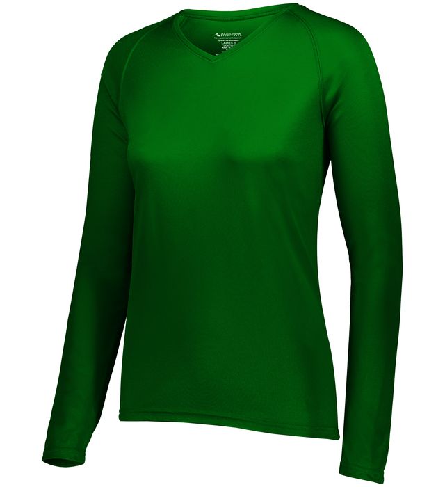 Augusta Sportwear Ladies Polyester Moisture wicking Long Sleeve Tee Shirt 2797 Dark Green