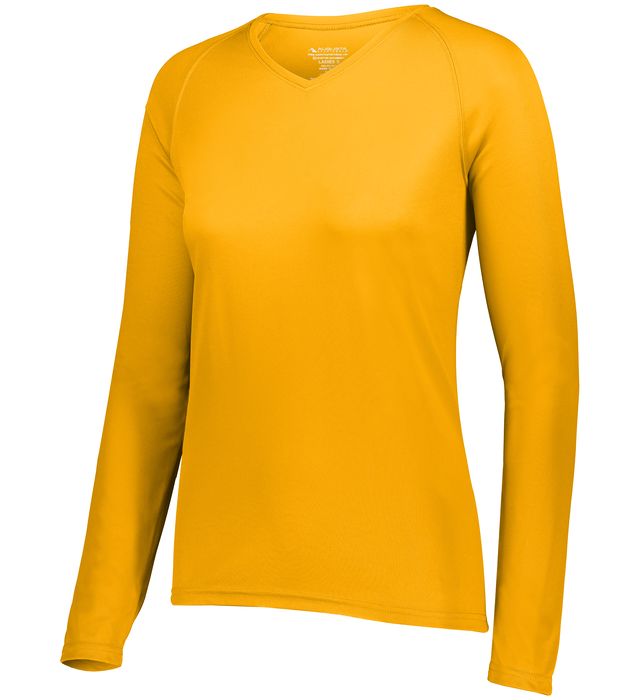 Augusta Sportwear Ladies Polyester Moisture wicking Long Sleeve Tee Shirt 2797 Gold