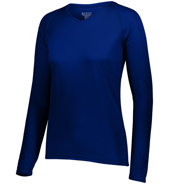 Augusta Sportwear Ladies Polyester Moisture wicking Long Sleeve Tee Shirt 2797 Navy