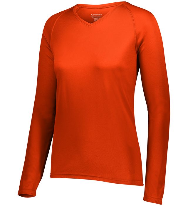 Augusta Sportwear Ladies Polyester Moisture wicking Long Sleeve Tee Shirt 2797 Orange