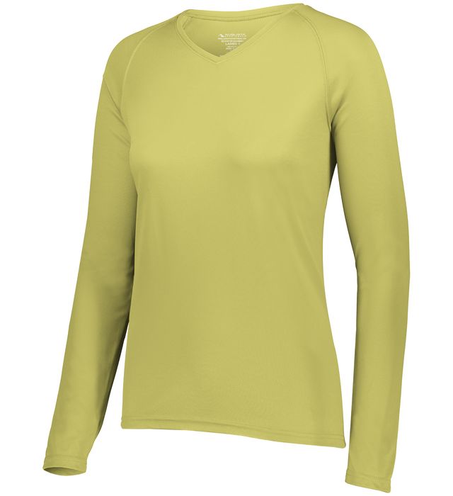 Augusta Sportwear Ladies Polyester Moisture wicking Long Sleeve Tee Shirt 2797 Vegas Gold