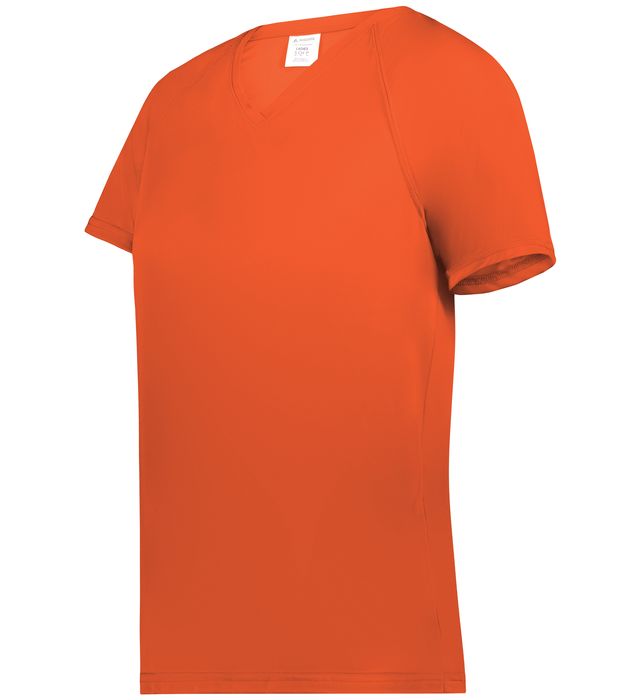 Augusta Sportwear Ladies Polyester Moisture wicking Raglan Tee Shirt 2792 Electric Orange