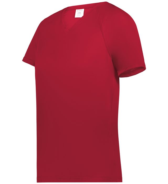 Augusta Sportwear Ladies Polyester Moisture wicking Raglan Tee Shirt 2792 Scarlet