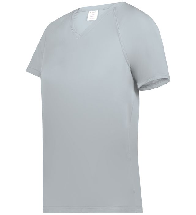 Augusta Sportwear Ladies Polyester Moisture wicking Raglan Tee Shirt 2792 Silver
