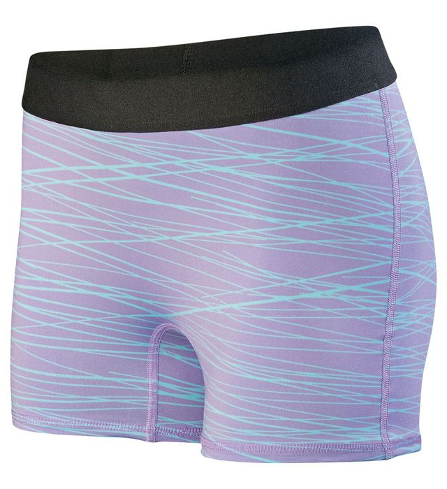 Augusta Sportwear Ladies Ultra Tight Fit Polyester Spandex Shorts 2625 Light Lavender/Aqua Print