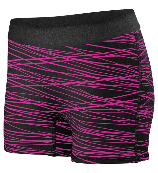 Augusta Sportwear Ladies Ultra Tight Fit Polyester Spandex Shorts 2625 Black/Pink Print