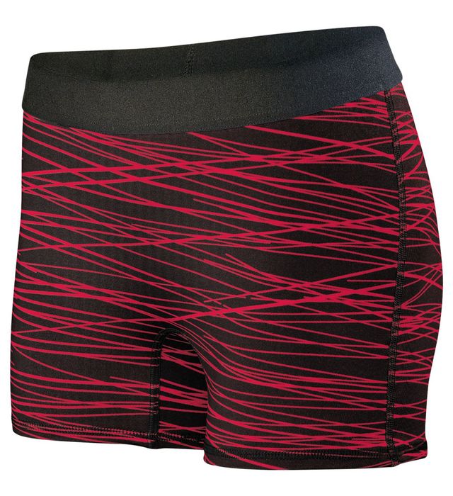 Augusta Sportwear Ladies Ultra Tight Fit Polyester Spandex Shorts 2625 Black/Red Print