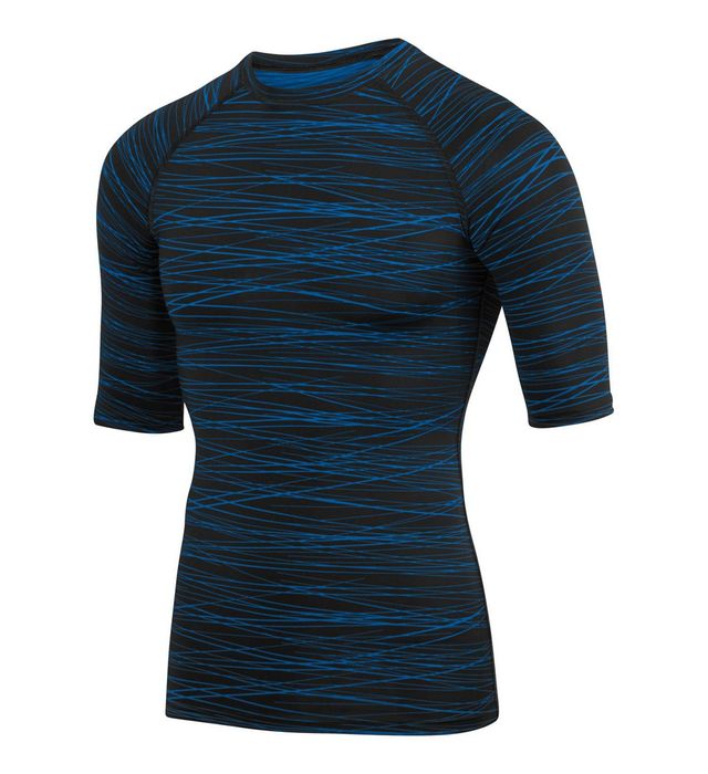 Augusta Sportwear Youth Ultra Tight Fit Polyester Spandex Knit Half Sleeve Shirt 2607 Black/Royal Print