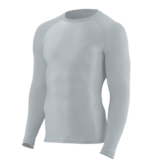 Augusta Sportwear Youth Ultra Tight Fit Polyester Spandex Knit Long Sleeve Shirt 2605 Silver
